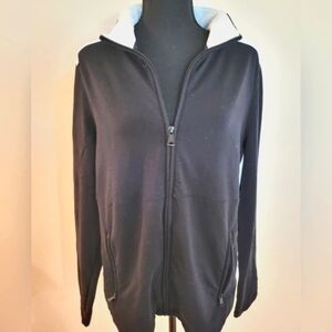 "Lauren By Ralph Lauren" Black & White‎ Full Zip Colorblock Golf Jacket (…
